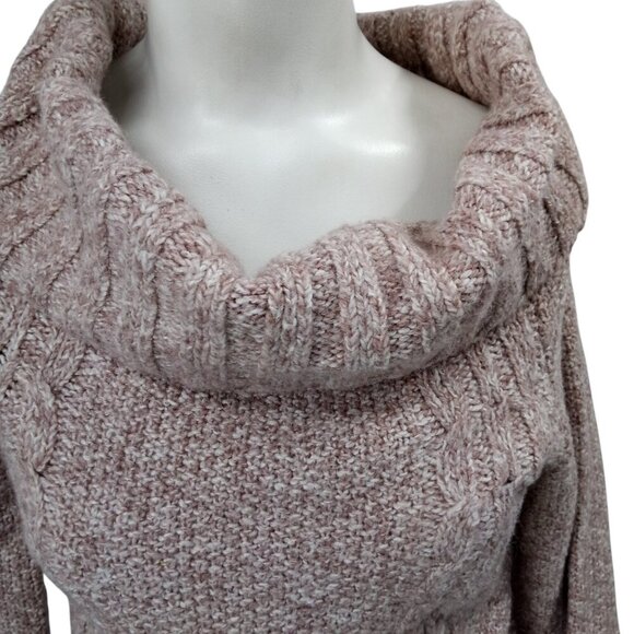 Sleeping On Snow Beige Cowl Neck Cable Neck Puff Sleeve Sweater Size XS Anthro - Picture 2 of 13